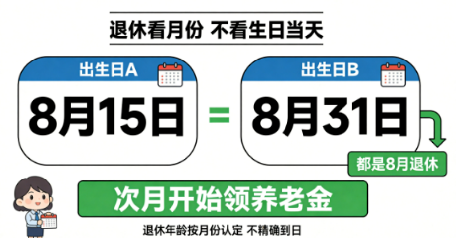 在重庆，退休时间是生日当天还是当月？